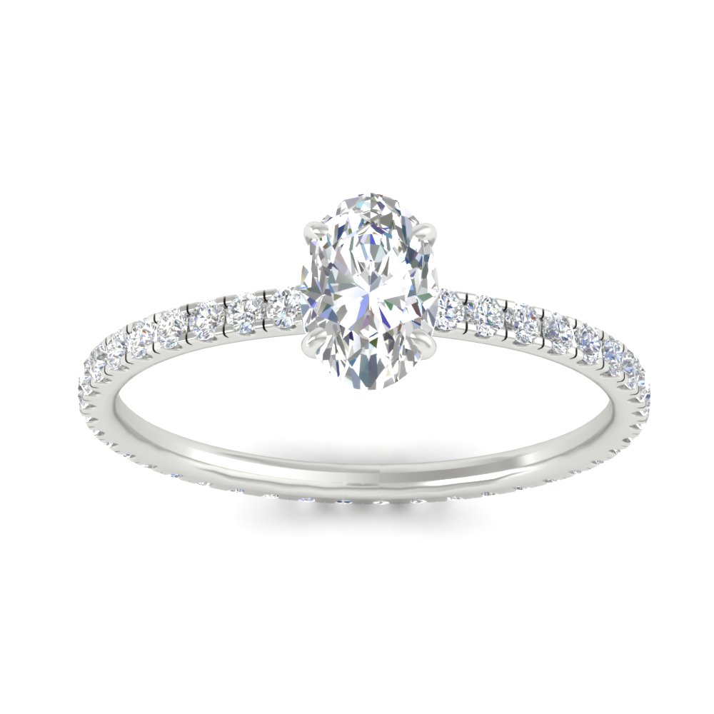 3 Ctw Oval Shaped Hidden Halo Lab Diamond Eternity Ring with 14K White Gold White Diamond