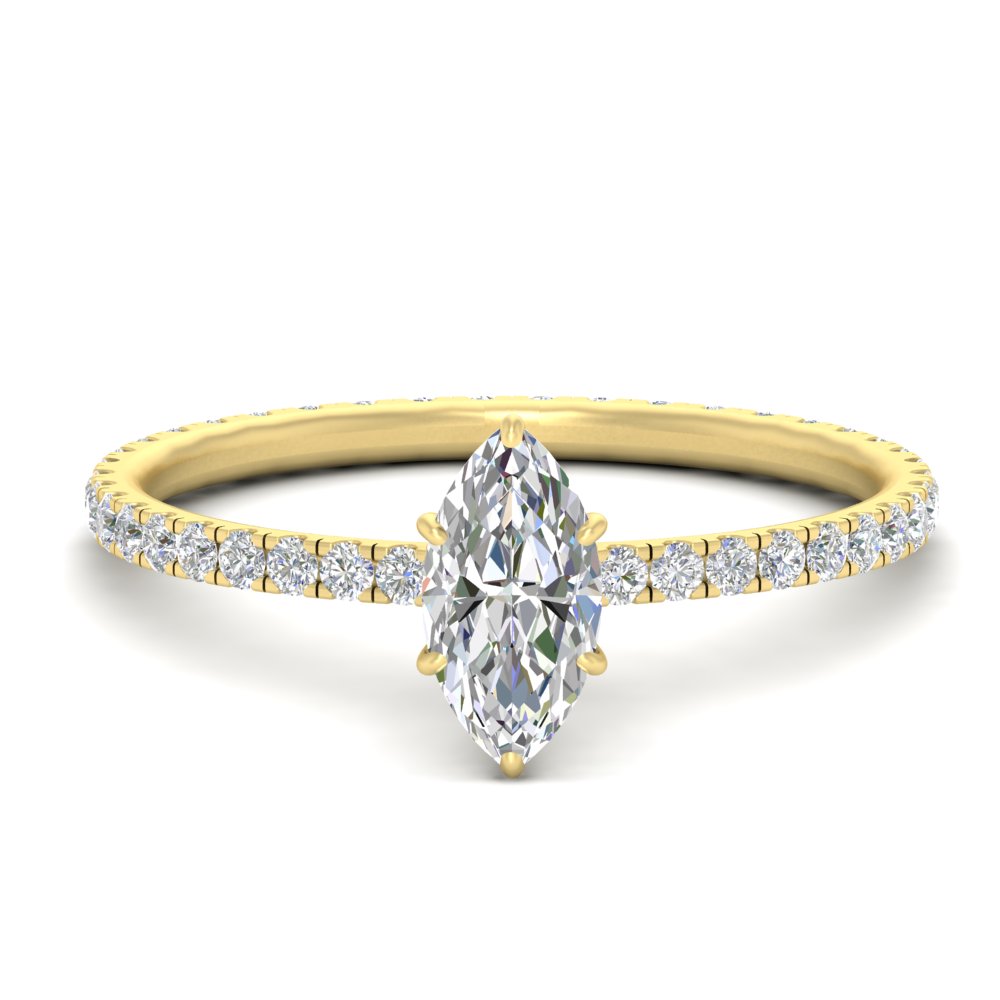 3.50 Carat Marquise Cut Lab Diamond Eternity Ring with 14K Yellow Gold White Diamond