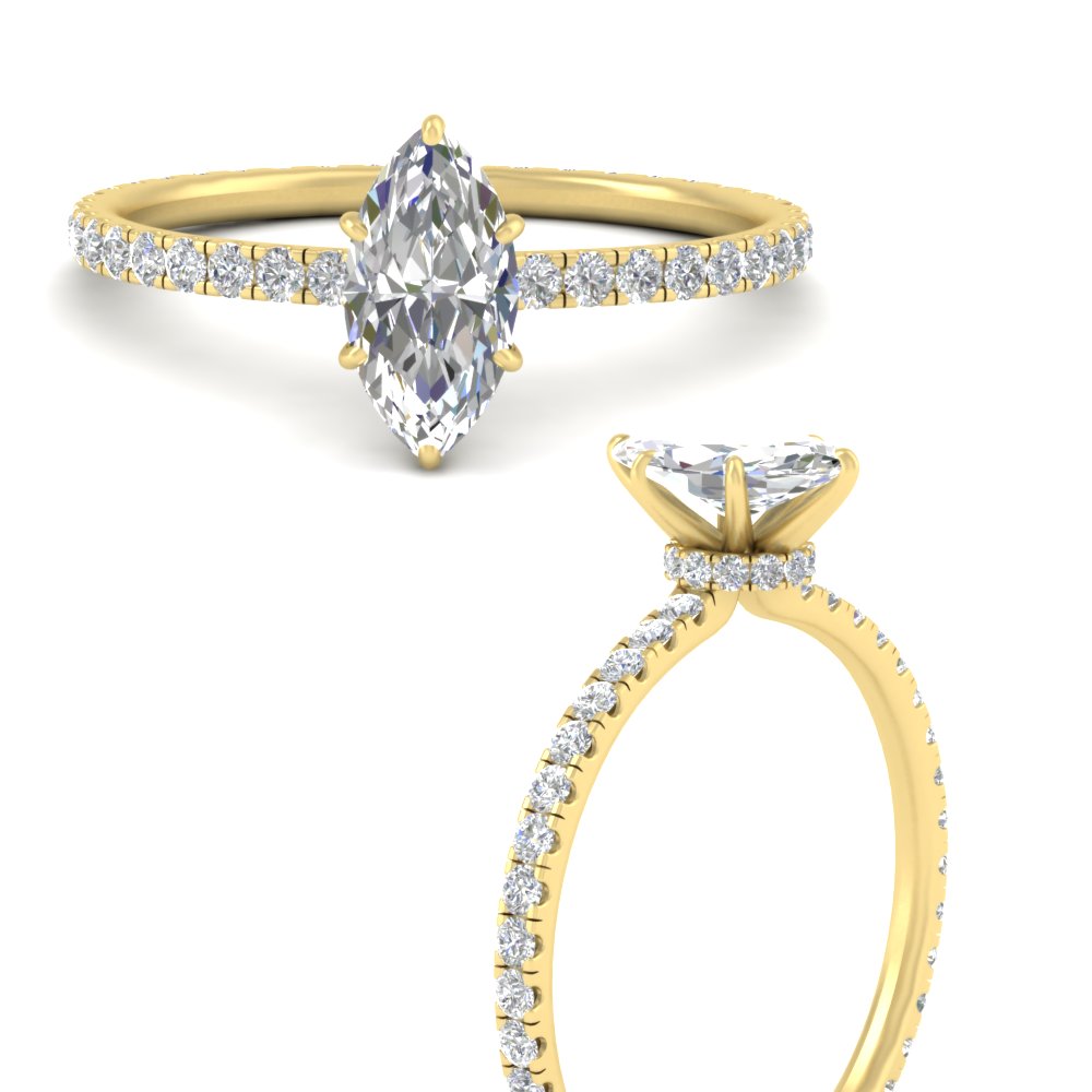 3.50 Carat Marquise Cut Lab Diamond Eternity Ring with 14K Yellow Gold White Diamond