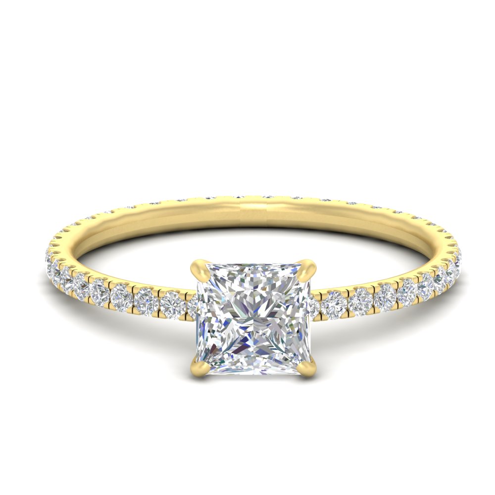 3.50 Carat Princess Cut Lab Diamond Halo Engagement Ring with 14K Yellow Gold White Diamond