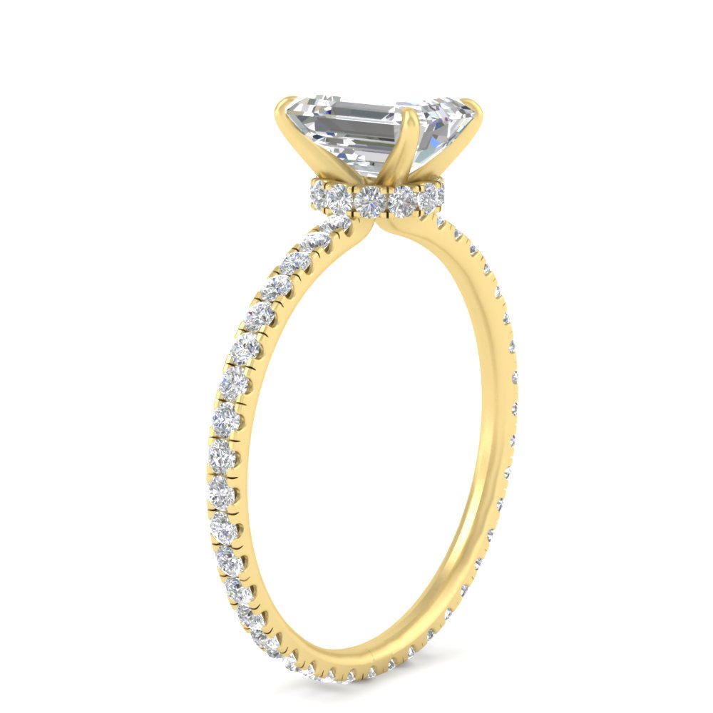3.50 Ct. Emerald Cut Lab Diamond Full Eternity Ring with 14K Yellow Gold White Diamond
