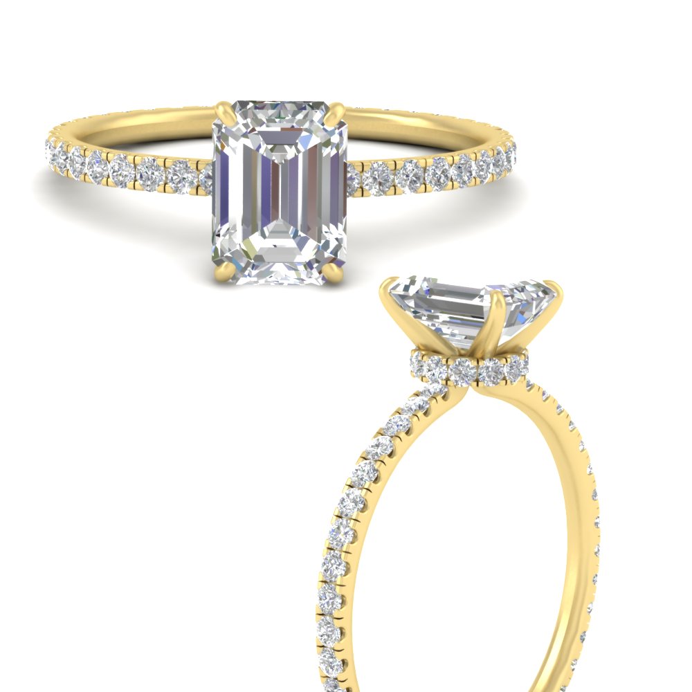 3.50 Ct. Emerald Cut Lab Diamond Full Eternity Ring with 14K Yellow Gold White Diamond