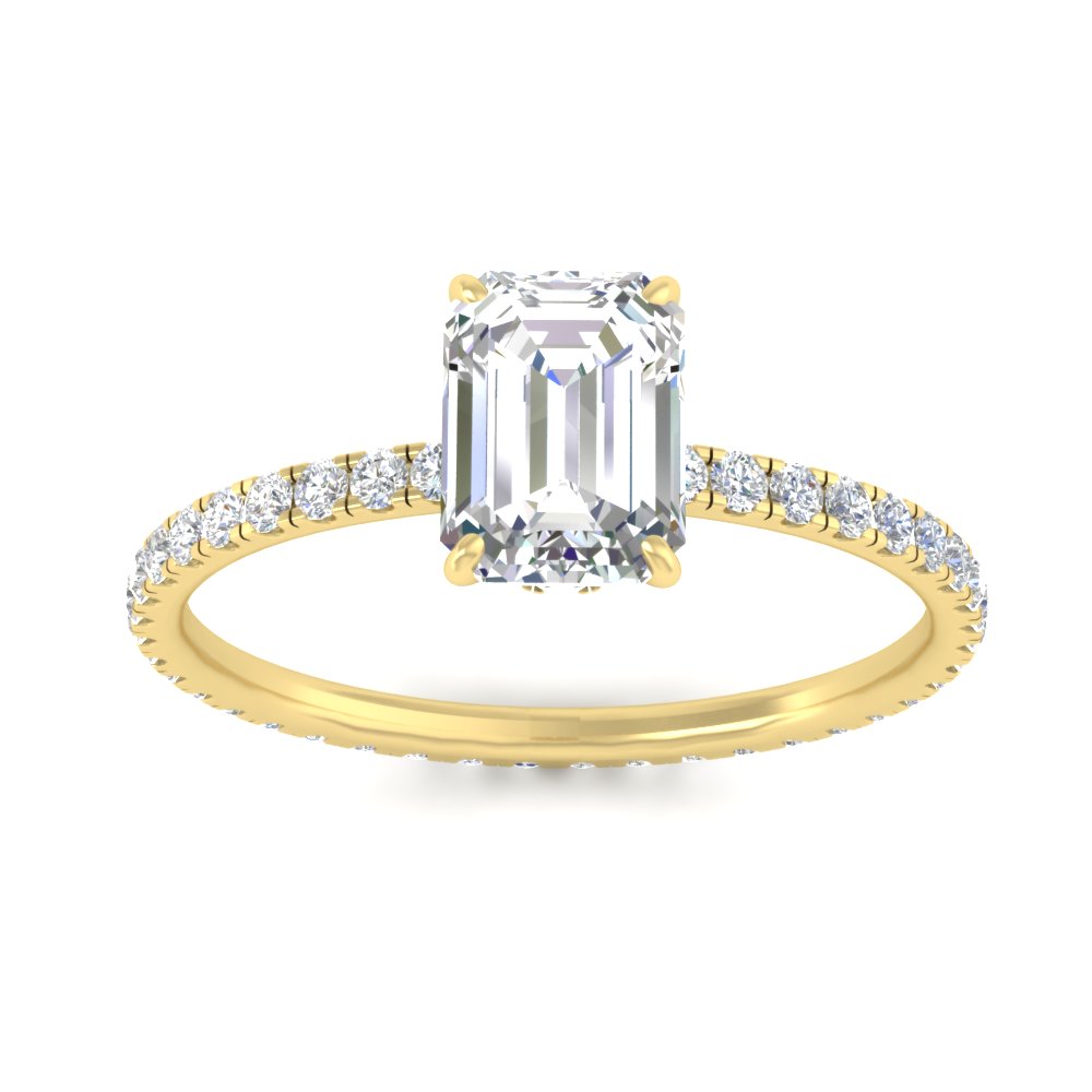 3.50 Ct. Emerald Cut Lab Diamond Full Eternity Ring with 14K Yellow Gold White Diamond