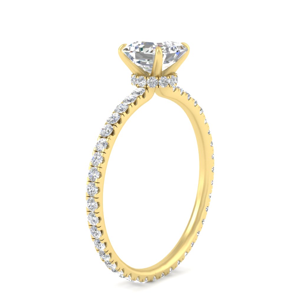 Asscher Cut 3.50 Carat Lab Diamond Eternity Wedding Ring with 14K Yellow Gold White Diamond