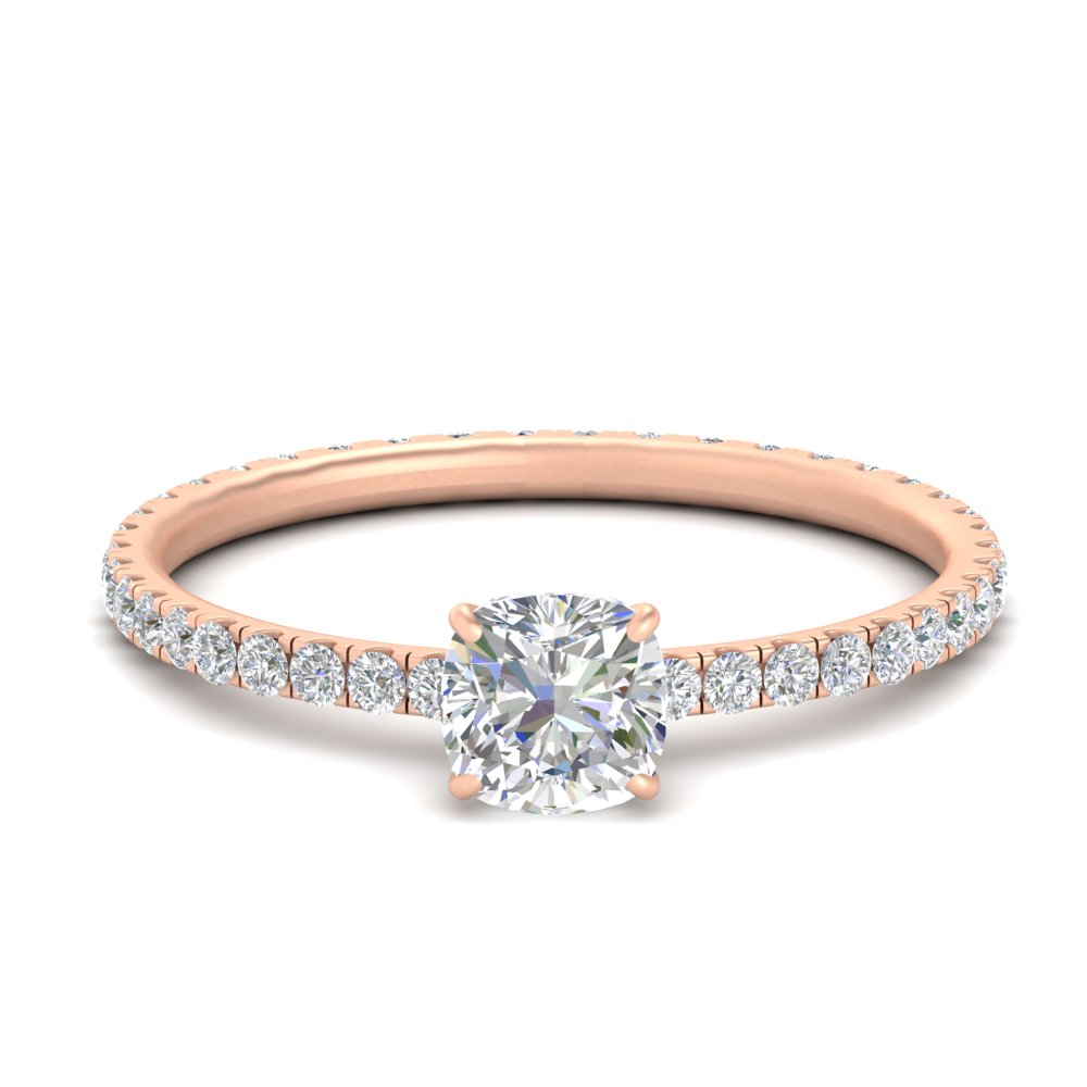 Cushion Cut Lab Diamond 2.50 Carat Engagement Ring with 14K Rose Gold White Diamond