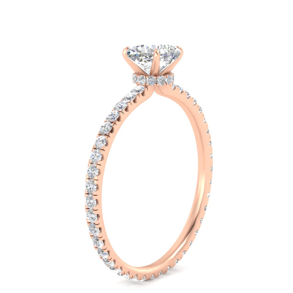 Cushion Cut Lab Diamond 2.50 Carat Engagement Ring with 14K Rose Gold White Diamond