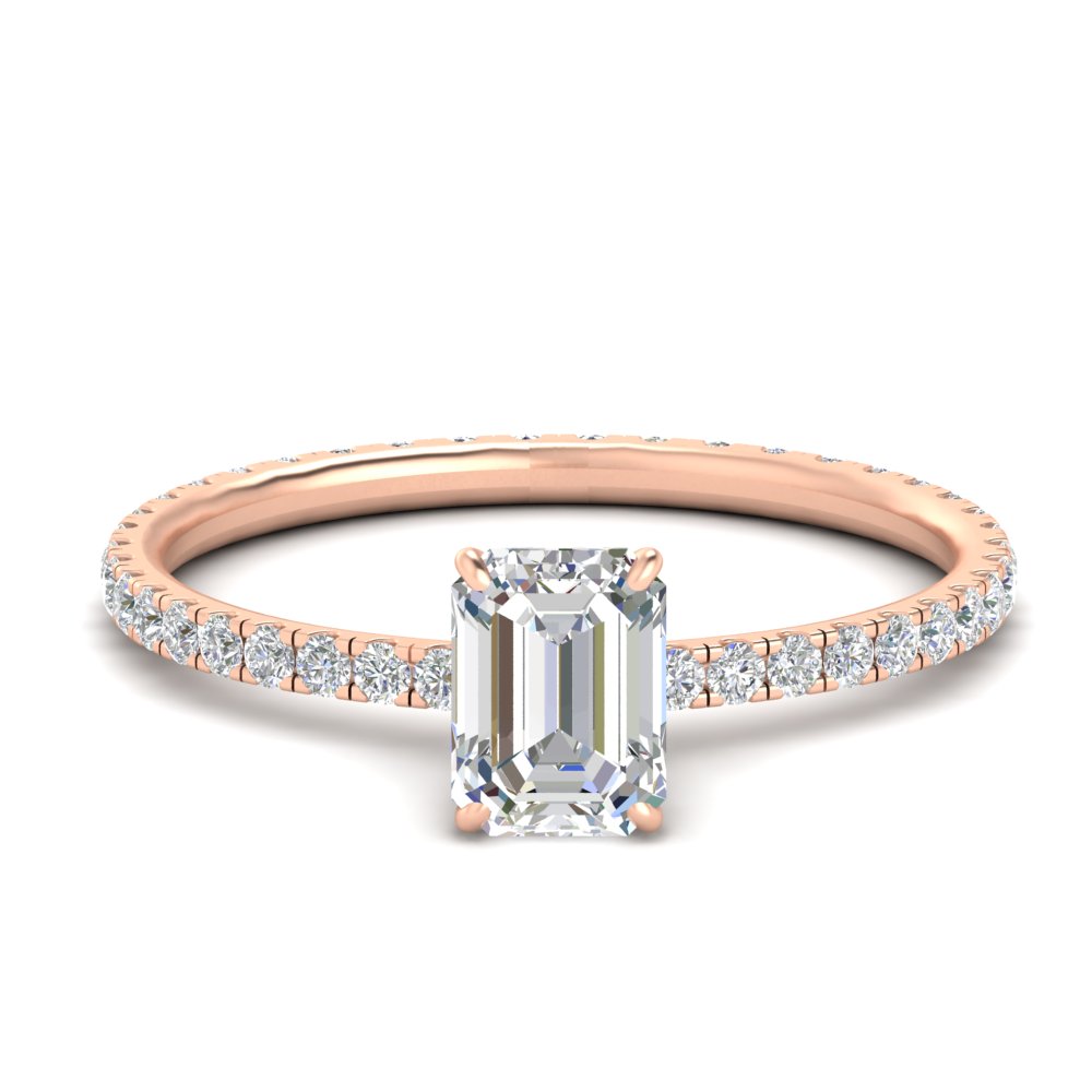 Emerald Cut 2.50 Ct. Lab Diamond Halo Wedding Ring with 14K Rose Gold White Diamond