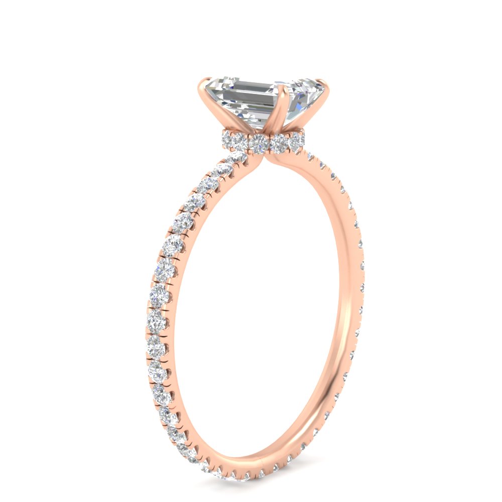 Emerald Cut 2.50 Ct. Lab Diamond Halo Wedding Ring with 14K Rose Gold White Diamond