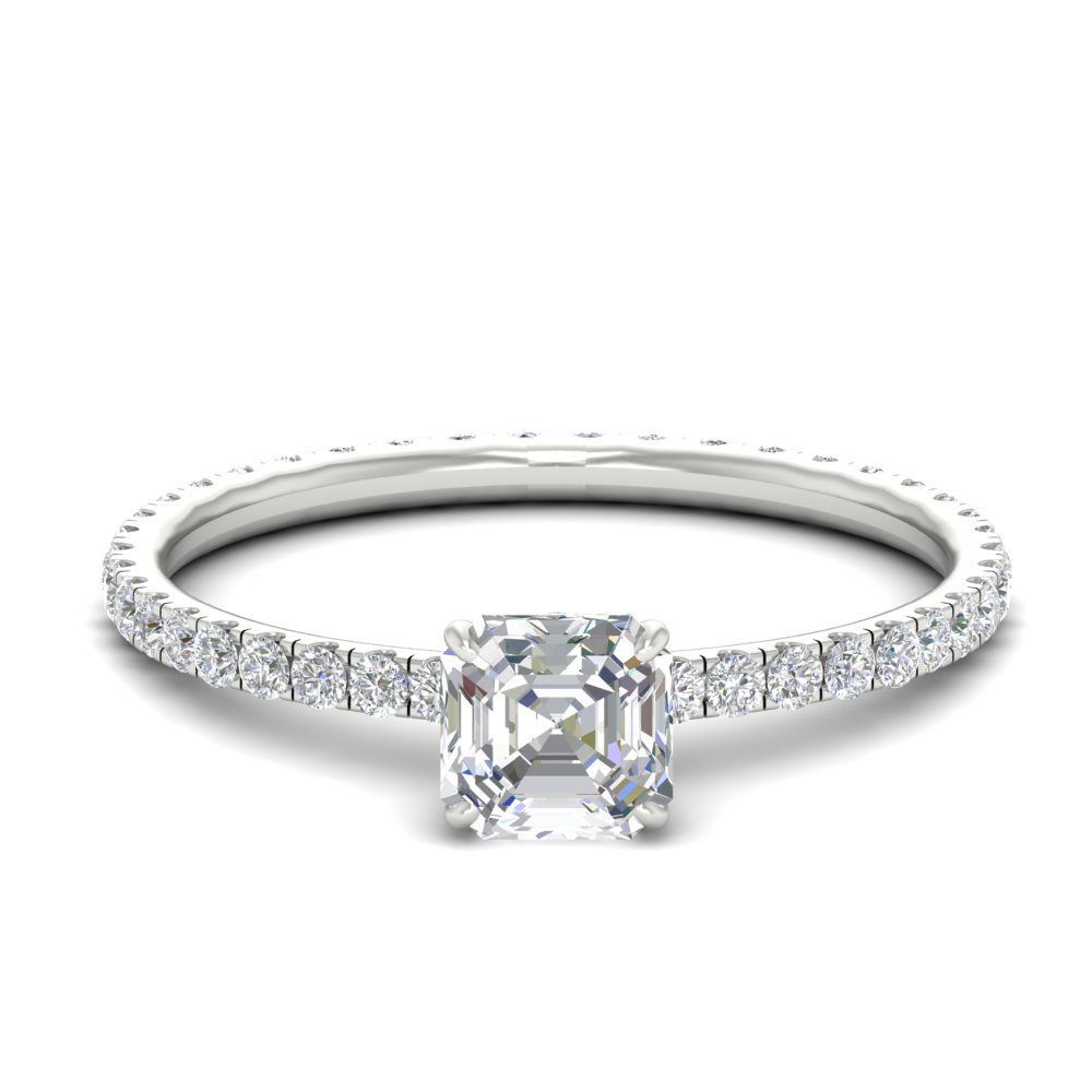 Eternity Hidden Halo Asscher Cut Lab Diamond 3 Ct. Ring with 14K White Gold White Diamond