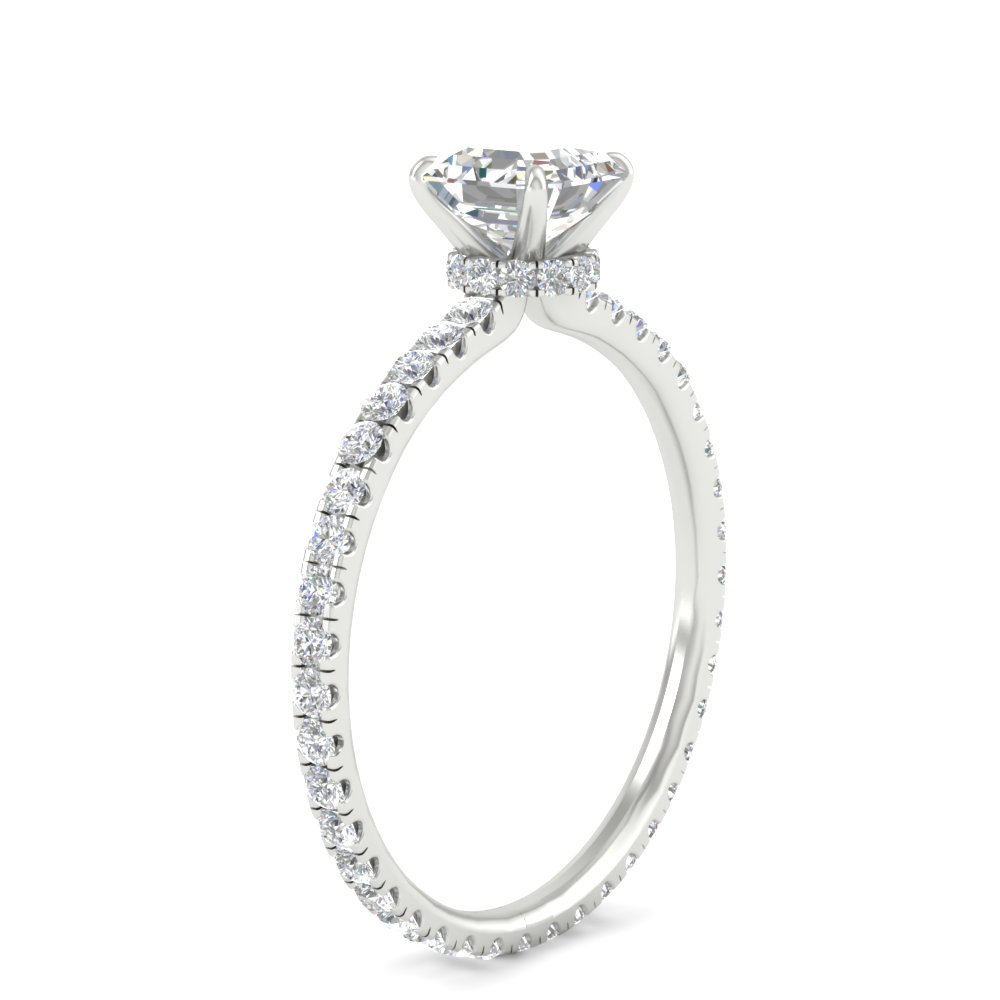 Eternity Hidden Halo Asscher Cut Lab Diamond 3 Ct. Ring with 14K White Gold White Diamond