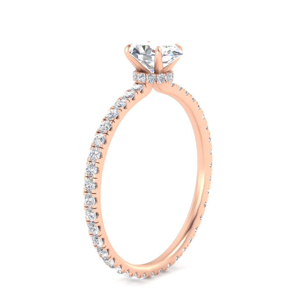 Full Eternity 2.50 Ct. Oval Lab Diamond Ring with 14K Rose Gold White Diamond