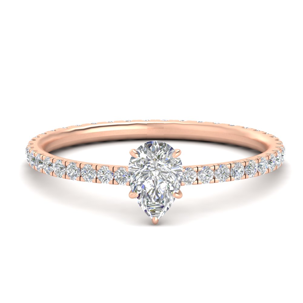 Full Eternity Pear Shaped Lab Diamond 2.50 Carat Ring with 14K Rose Gold White Diamond