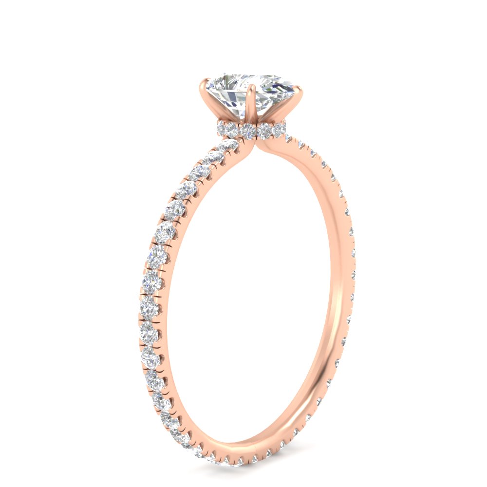 Full Eternity Pear Shaped Lab Diamond 2.50 Carat Ring with 14K Rose Gold White Diamond