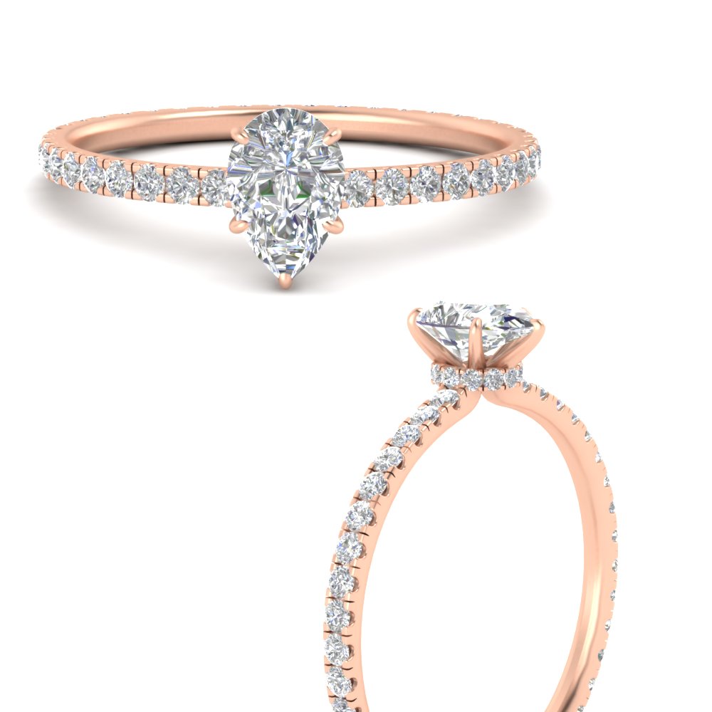 Full Eternity Pear Shaped Lab Diamond 2.50 Carat Ring with 14K Rose Gold White Diamond
