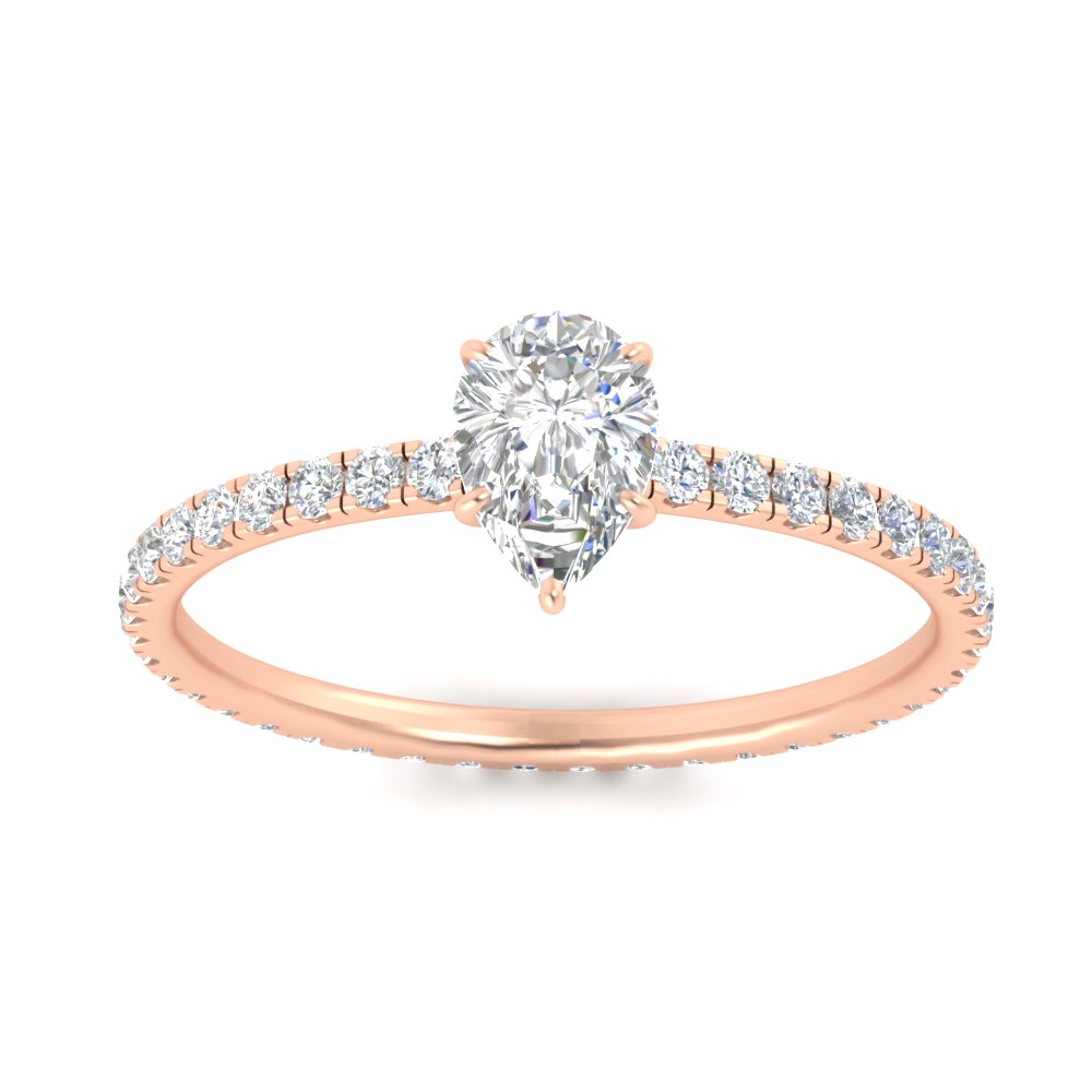 Full Eternity Pear Shaped Lab Diamond 2.50 Carat Ring with 14K Rose Gold White Diamond