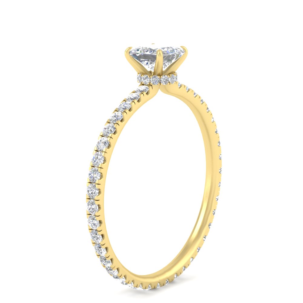 Full Eternity Princess Cut Lab Diamond 2 Carat Ring with 14K Yellow Gold White Diamond