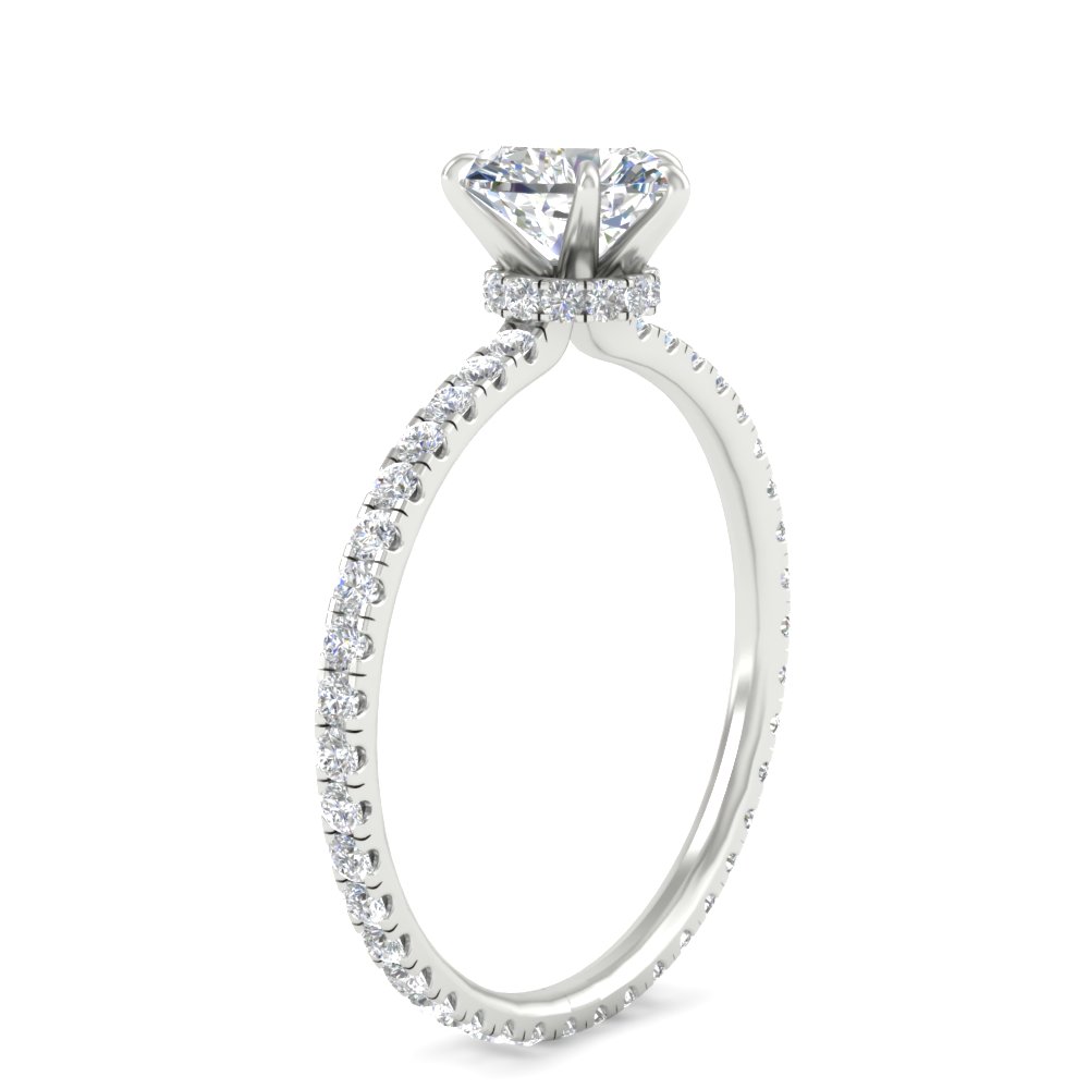 Heart Shaped 1.50 Ct. Lab Diamond Hidden Halo Ring with 14K White Gold White Diamond