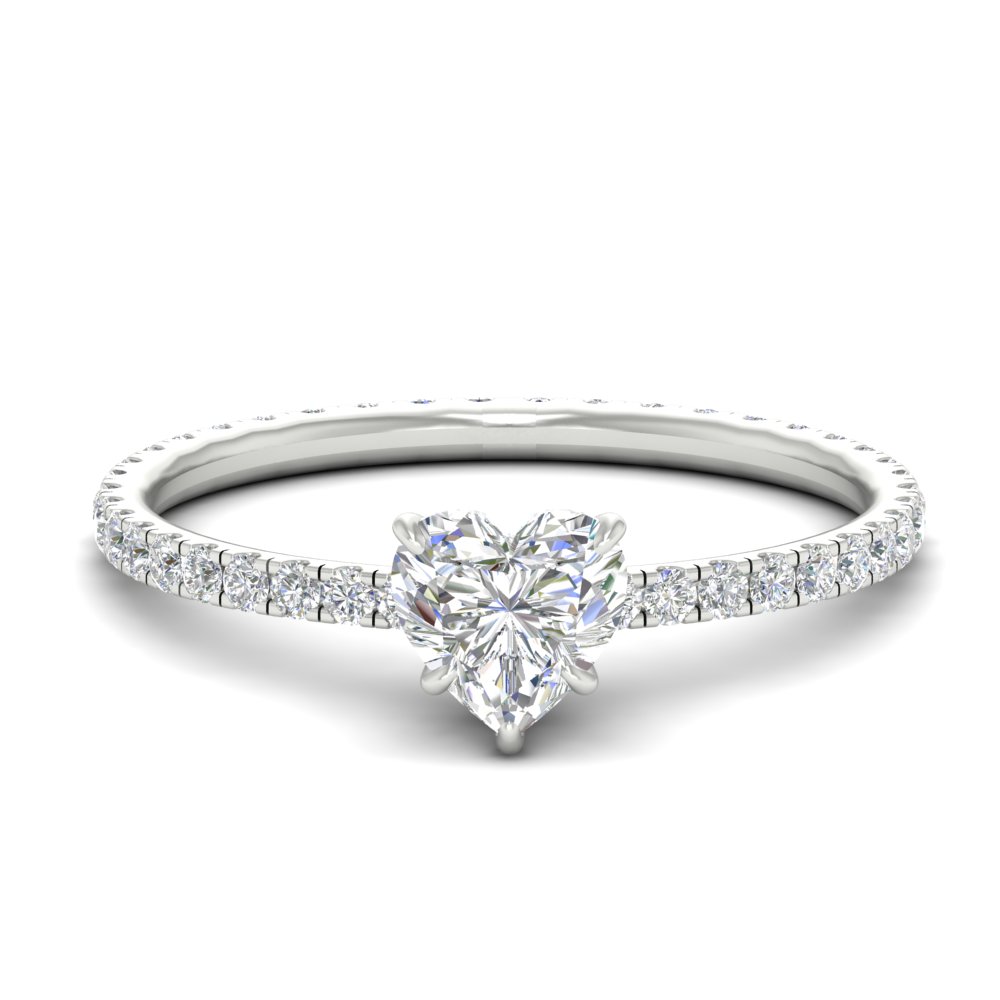 Heart Shaped 1.50 Ct. Lab Diamond Hidden Halo Ring with 14K White Gold White Diamond