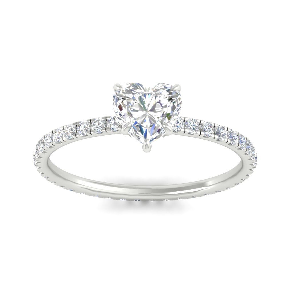 Heart Shaped 1.50 Ct. Lab Diamond Hidden Halo Ring with 14K White Gold White Diamond