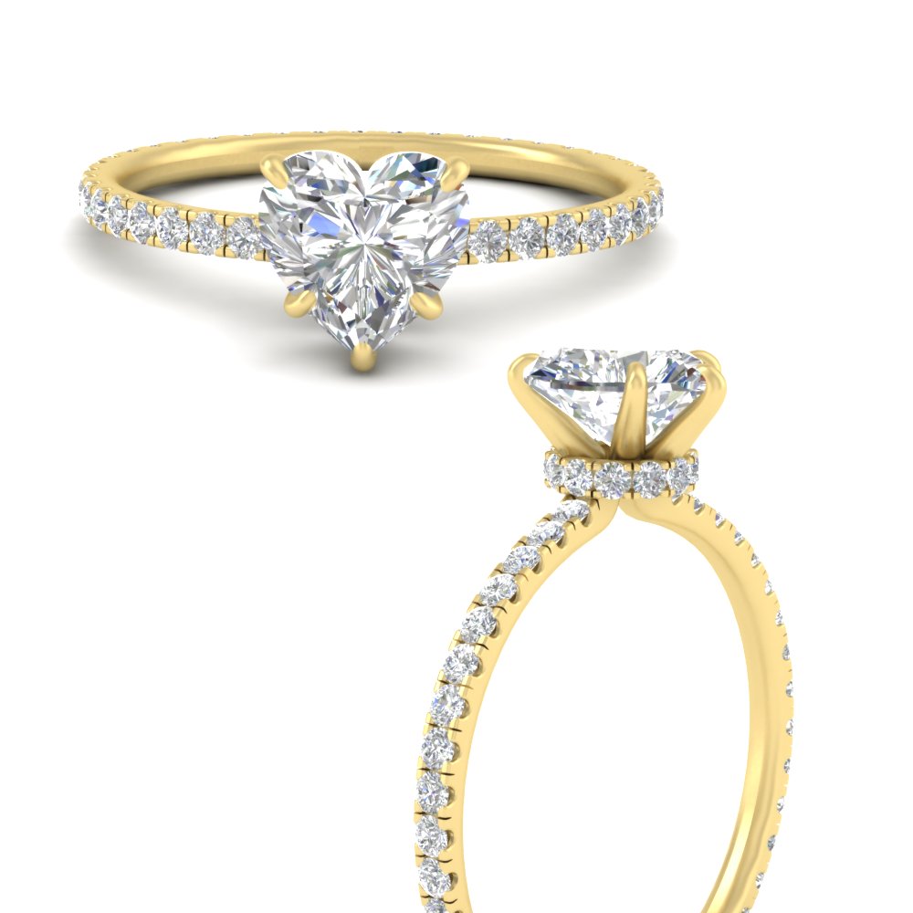 Heart Shaped Lab Diamond 3.50 Carat Ring with 14K Yellow Gold White Diamond
