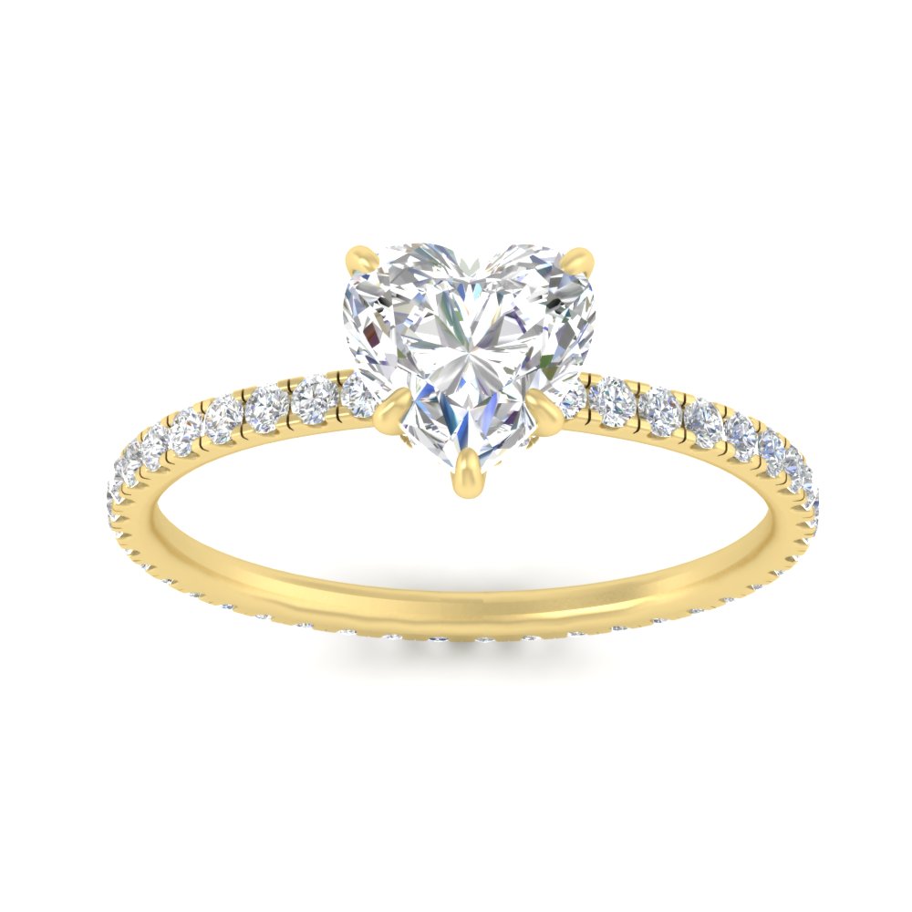 Heart Shaped Lab Diamond 3.50 Carat Ring with 14K Yellow Gold White Diamond