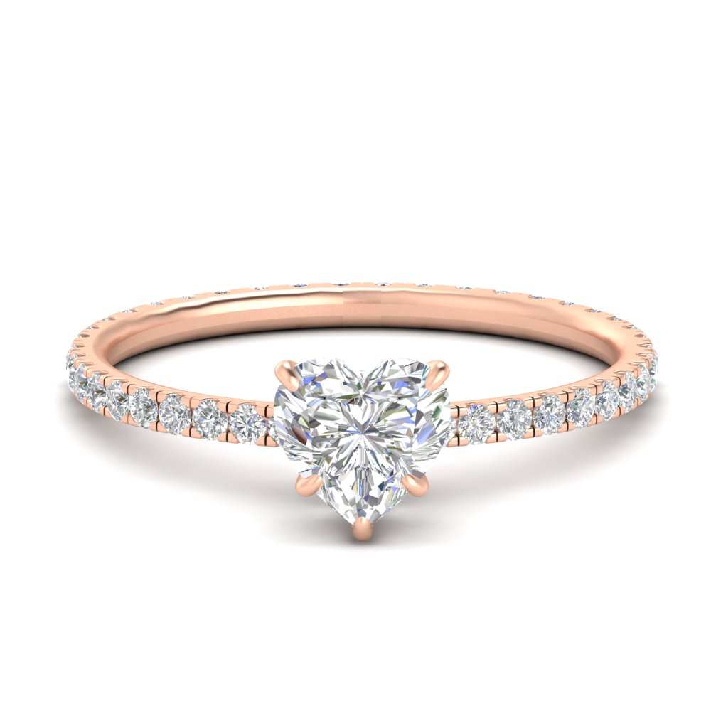 Hidden Halo 2.50 Ct. Heart Shaped Lab Diamond Ring with 14K Rose Gold White Diamond