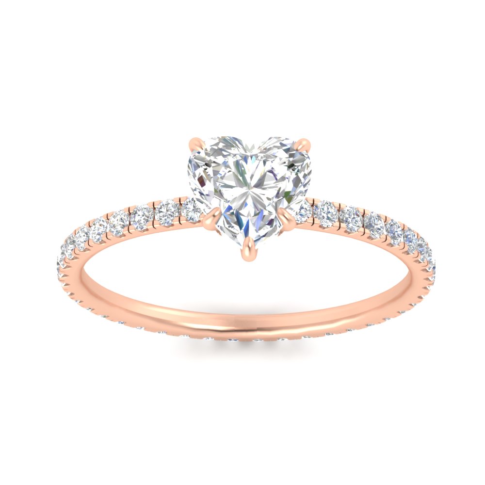 Hidden Halo 2.50 Ct. Heart Shaped Lab Diamond Ring with 14K Rose Gold White Diamond