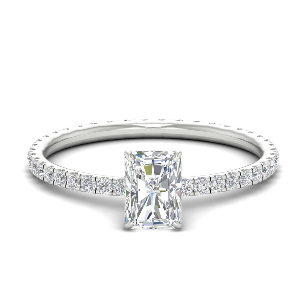 Hidden Halo Eternity Radiant Cut Lab Diamond 3 Ct. Ring with 14K White Gold White Diamond