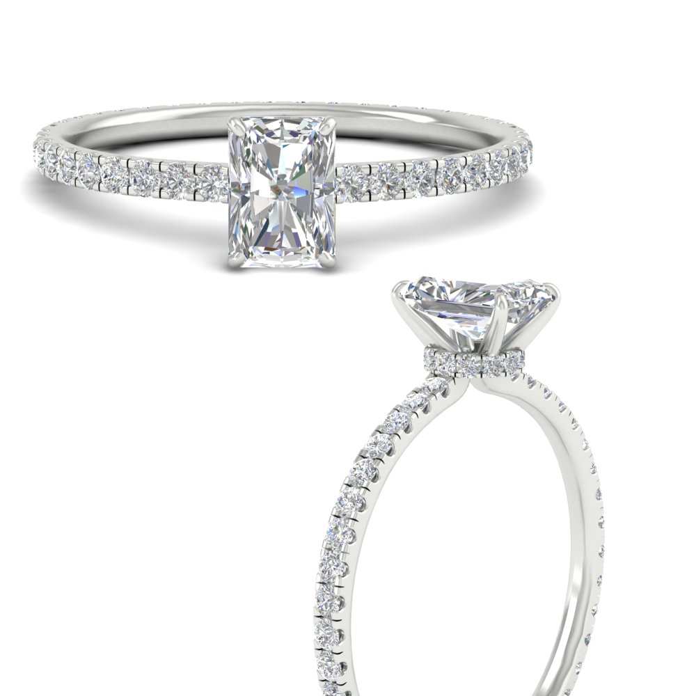 Hidden Halo Eternity Radiant Cut Lab Diamond 3 Ct. Ring with 14K White Gold White Diamond