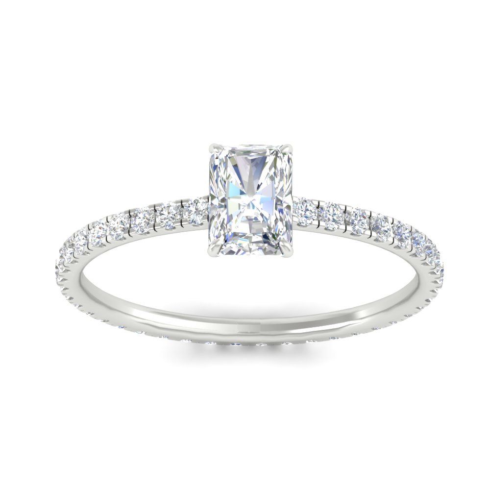 Hidden Halo Eternity Radiant Cut Lab Diamond 3 Ct. Ring with 14K White Gold White Diamond