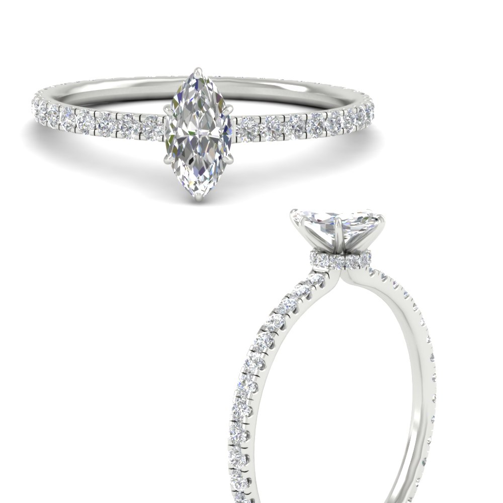 Marquise Cut 1.50 Carat Lab Diamond Engagement Ring with 14K White Gold White Diamond