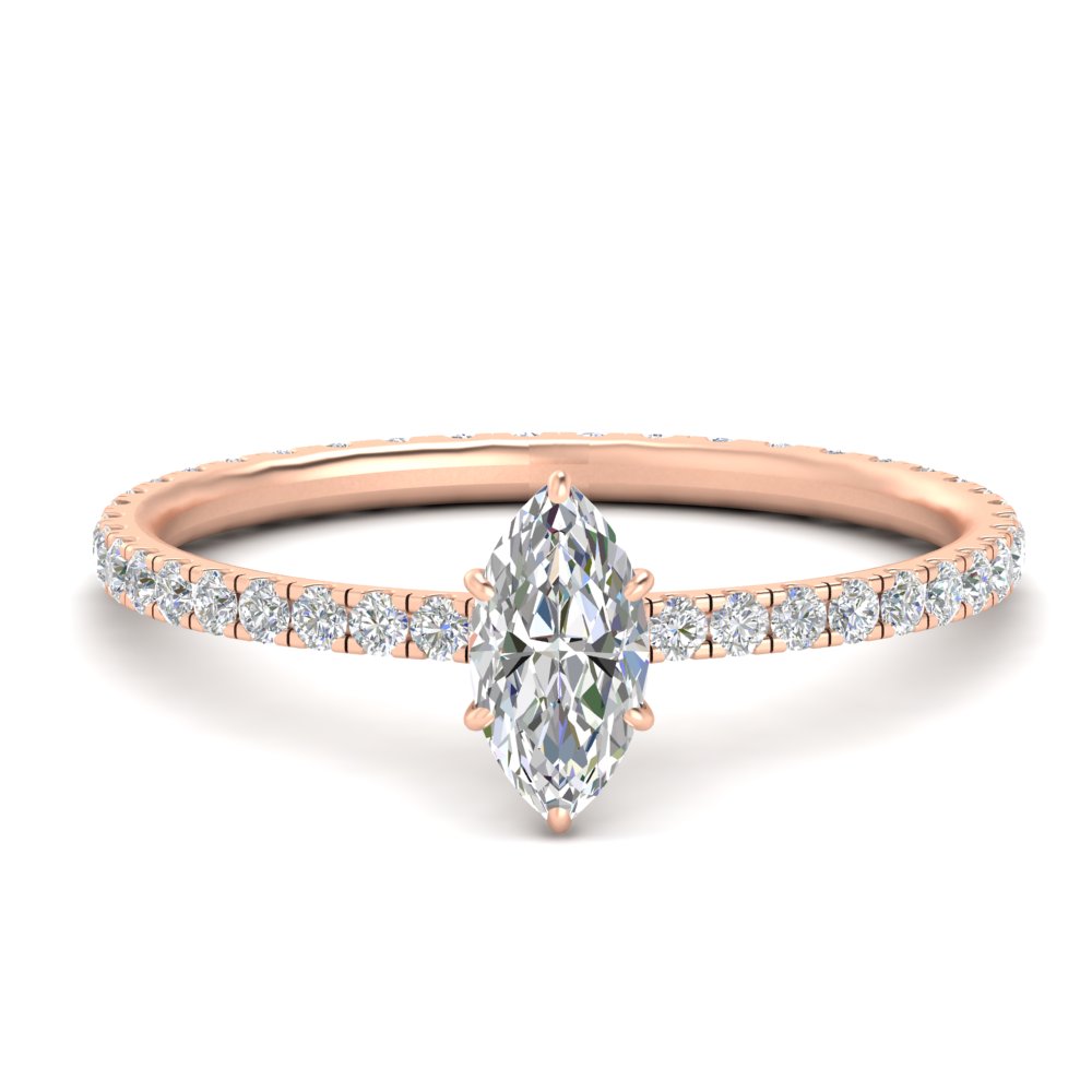 Marquise Cut Lab Diamond 2.50 Ct. Halo Eternity Ring with 14K Rose Gold White Diamond