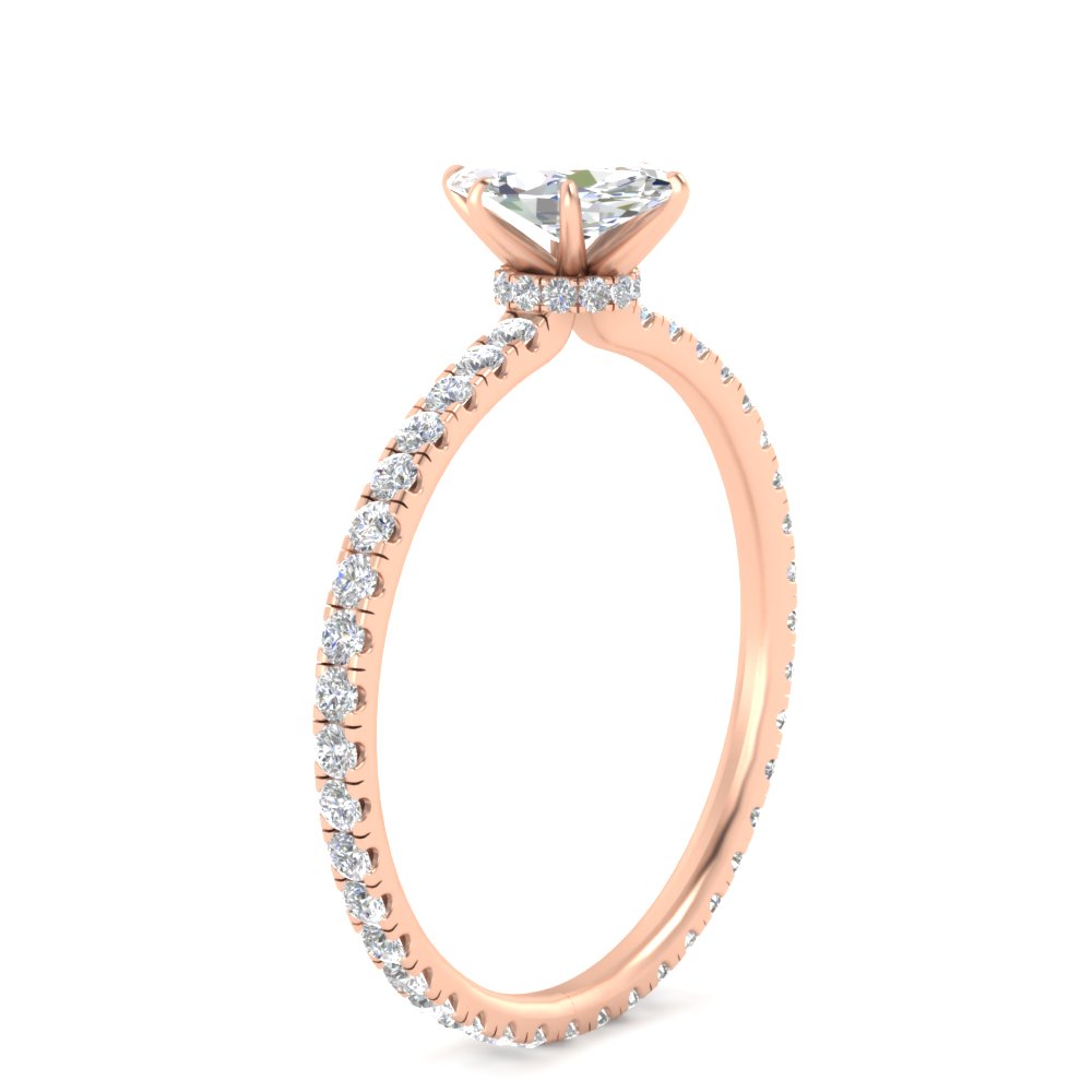 Marquise Cut Lab Diamond 2.50 Ct. Halo Eternity Ring with 14K Rose Gold White Diamond
