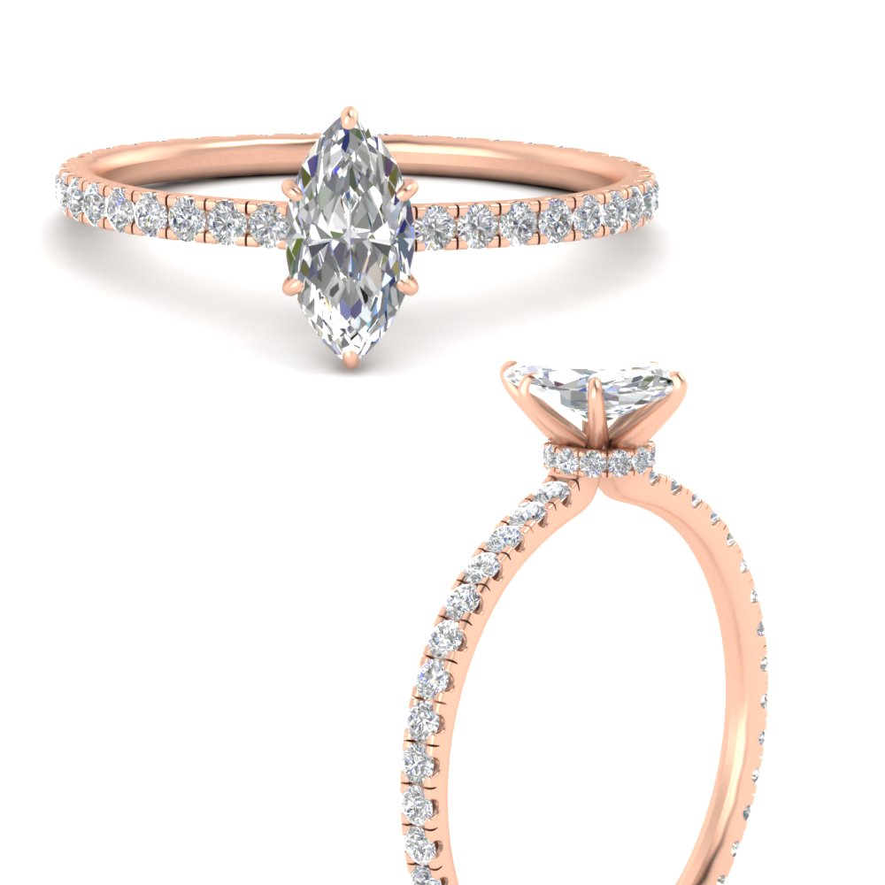 Marquise Cut Lab Diamond 2.50 Ct. Halo Eternity Ring with 14K Rose Gold White Diamond