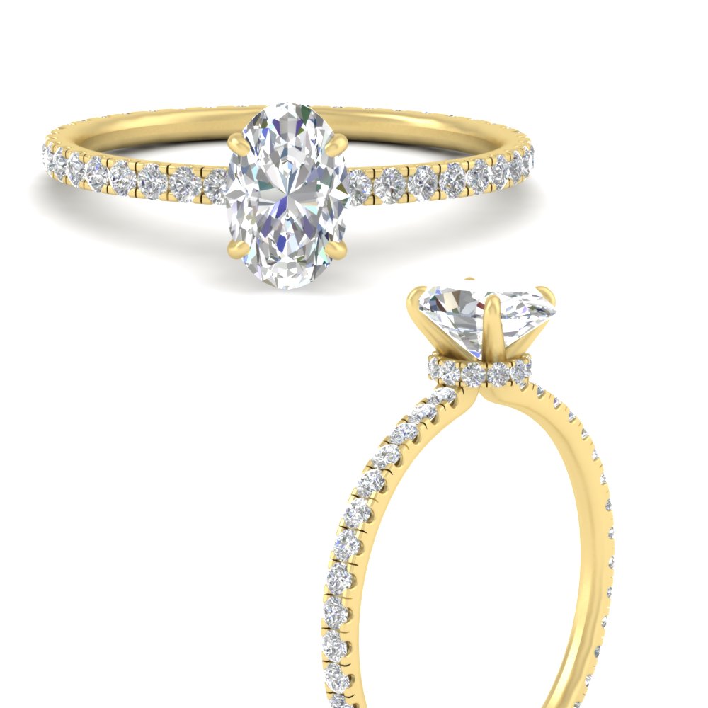 Oval Shaped Lab Diamond 3.50 Ct. Engagement Ring with 14K Yellow Gold White Diamond