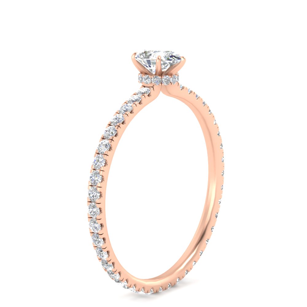 Pear Shaped Hidden Halo Eternity Diamond 1 Carat Ring with 14K Rose Gold White Diamond