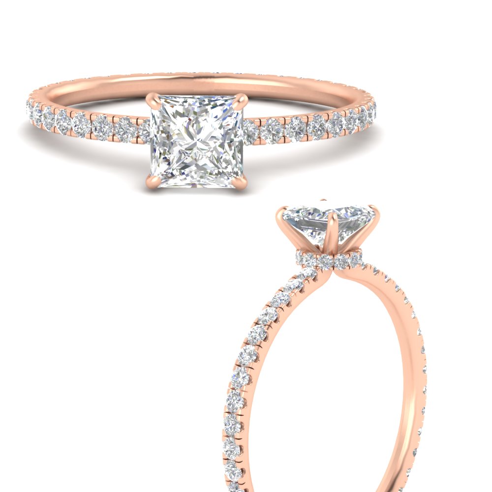 Princess Cut 2.50 Ct. Lab Diamond Hidden Halo Eternity Ring with 14K Rose Gold White Diamond