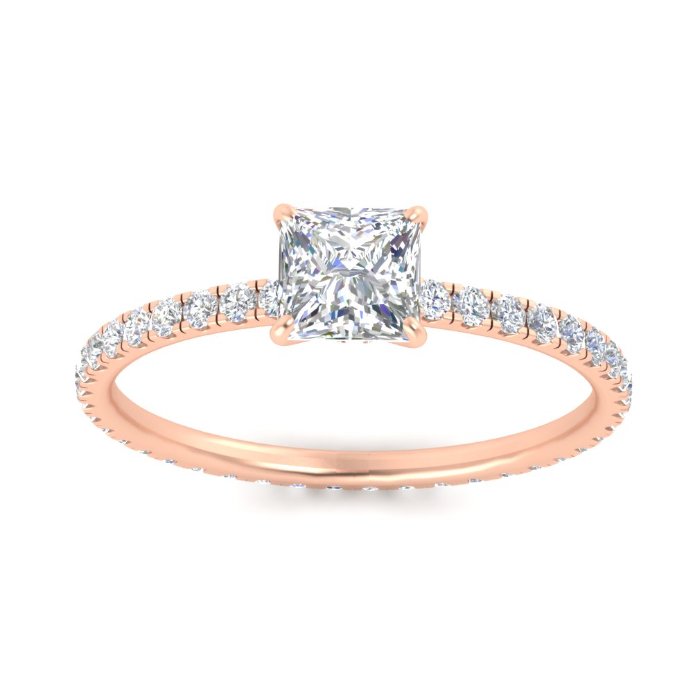 Princess Cut 2.50 Ct. Lab Diamond Hidden Halo Eternity Ring with 14K Rose Gold White Diamond