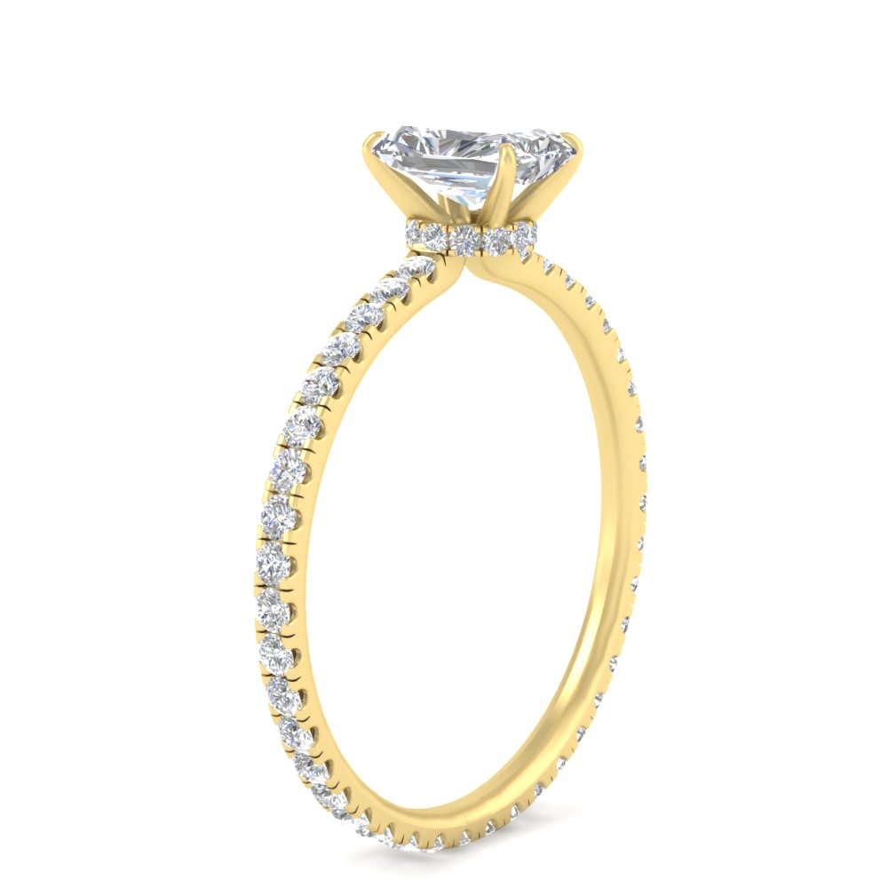 Radiant Cut Lab Diamond 2 Carat Eternity Ring with 14K Yellow Gold White Diamond