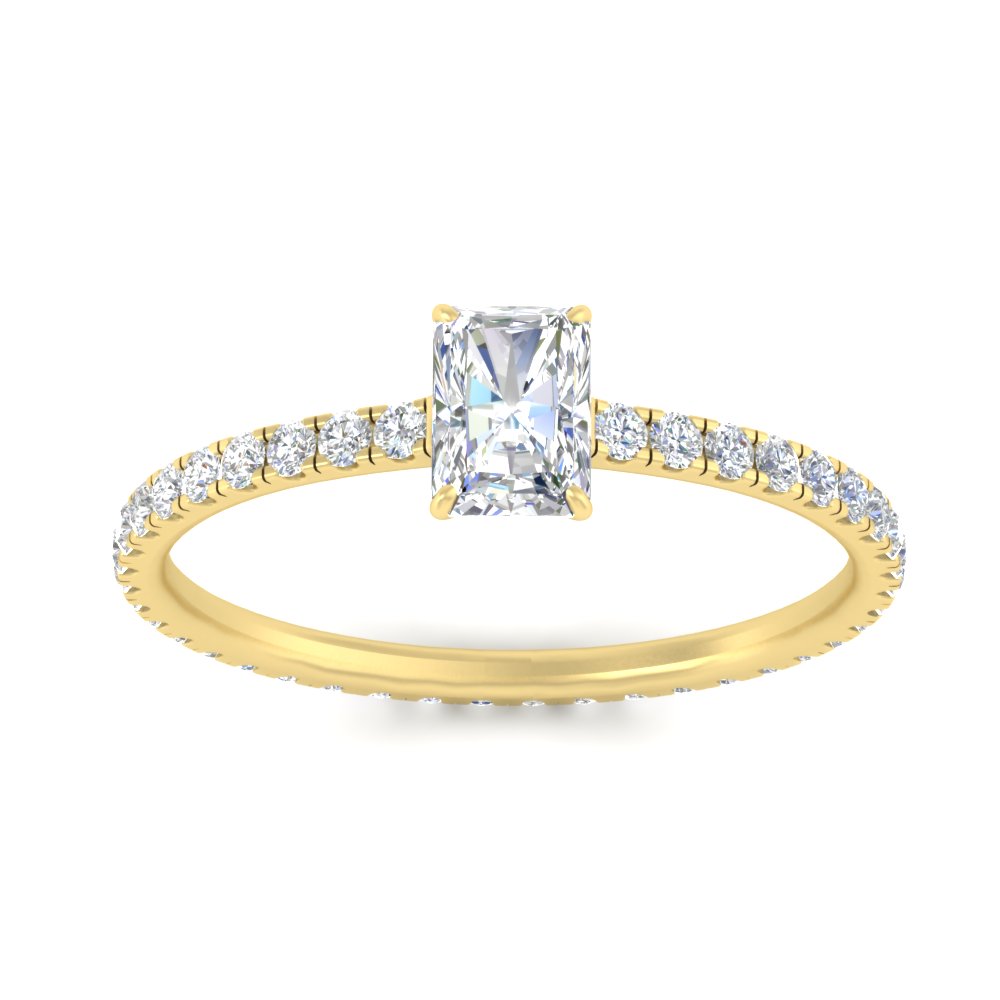 Radiant Cut Lab Diamond 2 Carat Eternity Ring with 14K Yellow Gold White Diamond