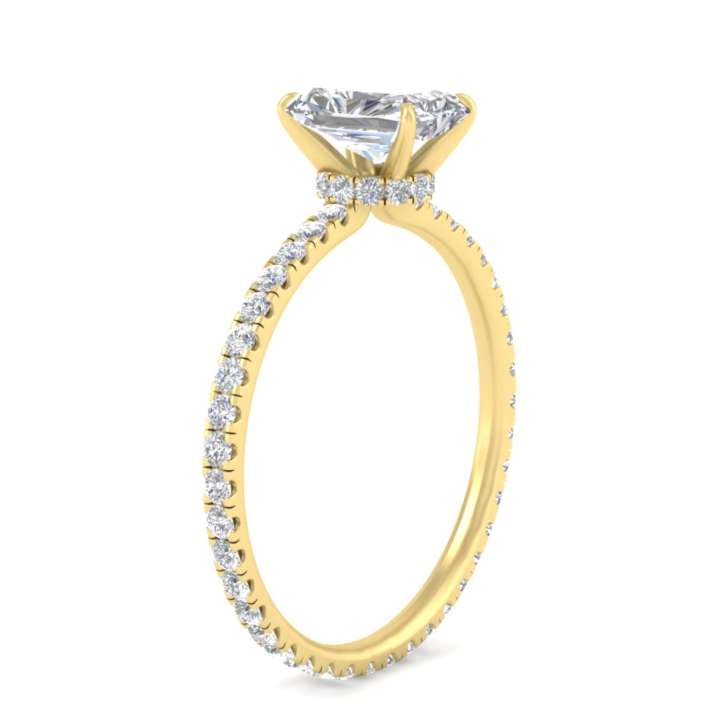 Radiant Cut Lab Diamond 3.50 Carat Engagement Ring with 14K Yellow Gold White Diamond