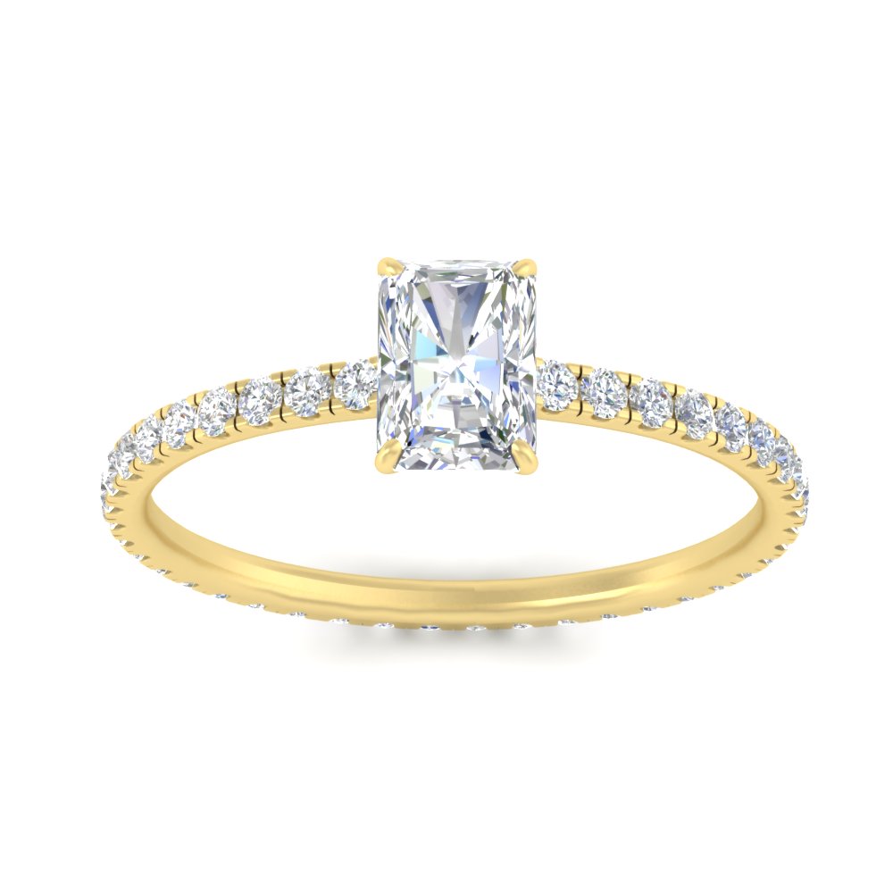 Radiant Cut Lab Diamond 3.50 Carat Engagement Ring with 14K Yellow Gold White Diamond