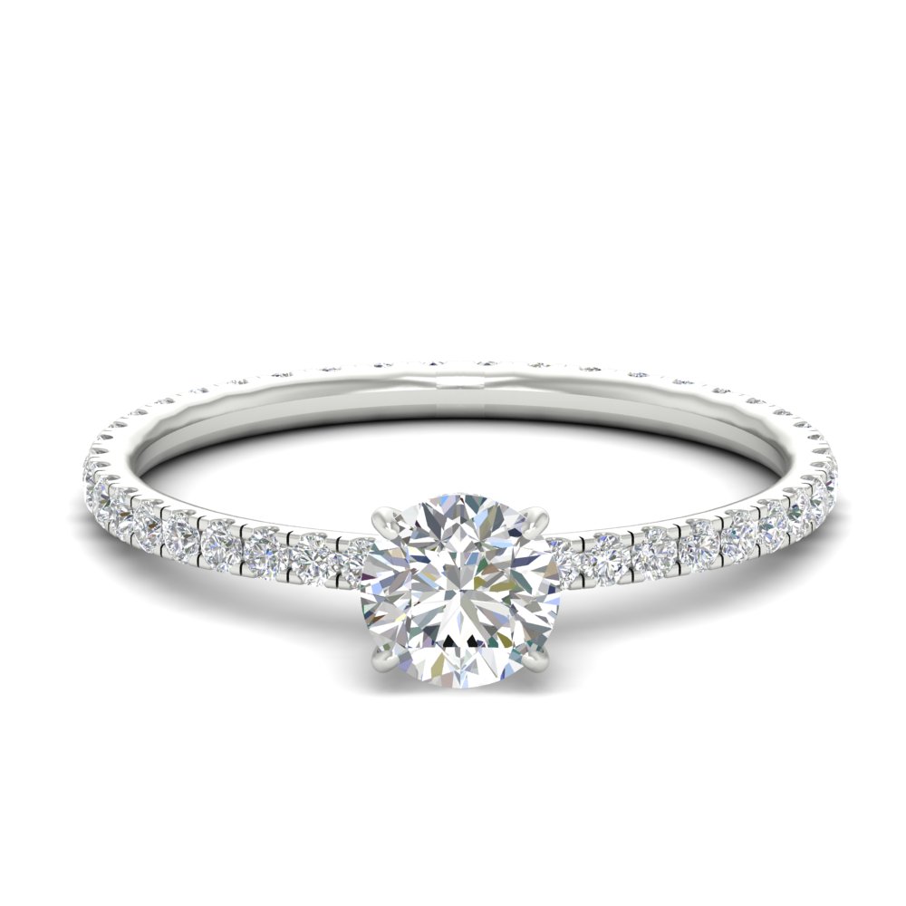 Round Cut Lab Diamond 3 Carat Eternity Ring with 14K White Gold White Diamond