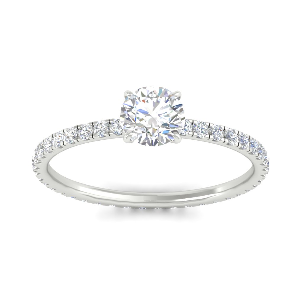 Round Cut Lab Diamond 3 Carat Eternity Ring with 14K White Gold White Diamond
