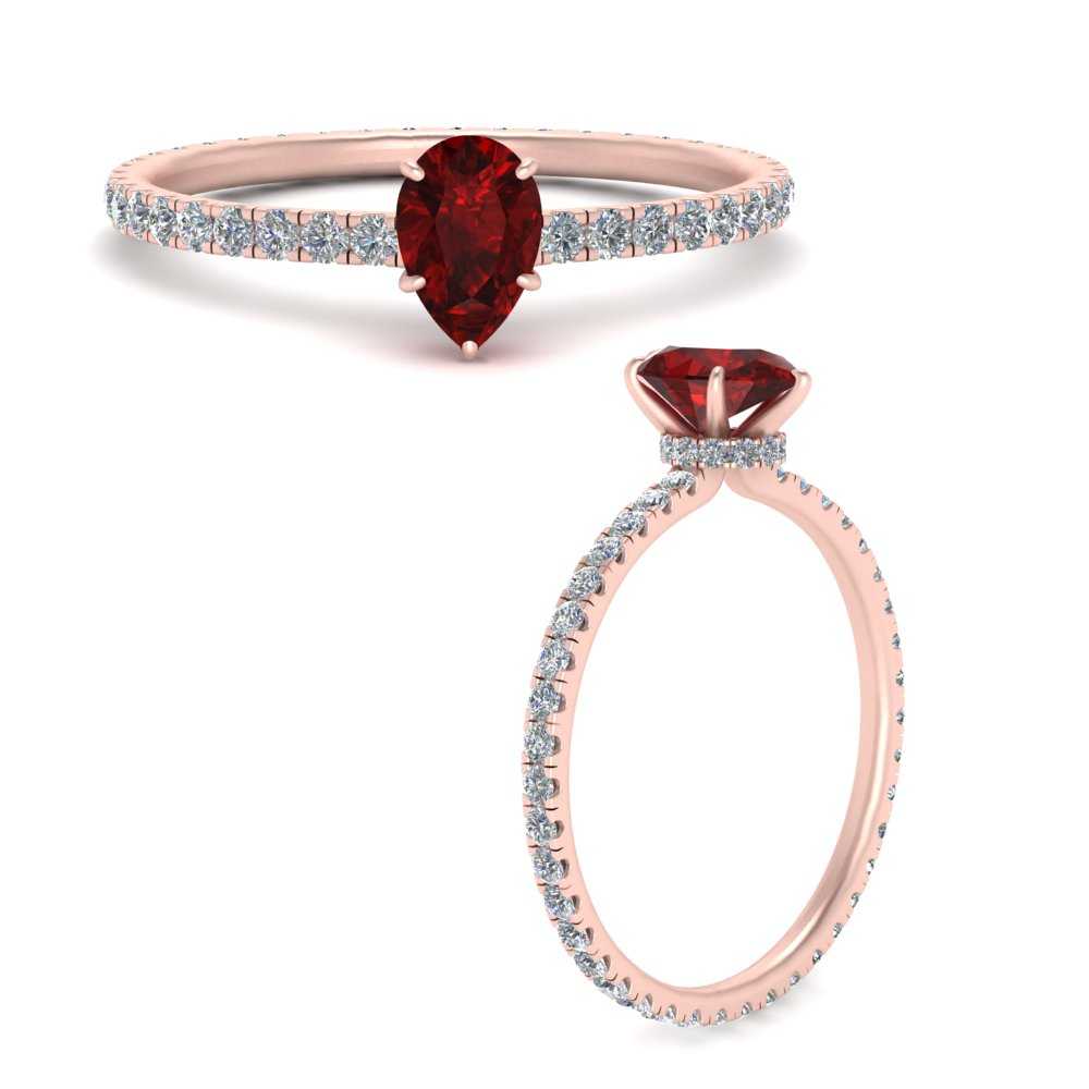 Details about   1 Ct Pear Cut Red Ruby Diamond Women Engagement Wedding Ring 14K Rose Gold Over 