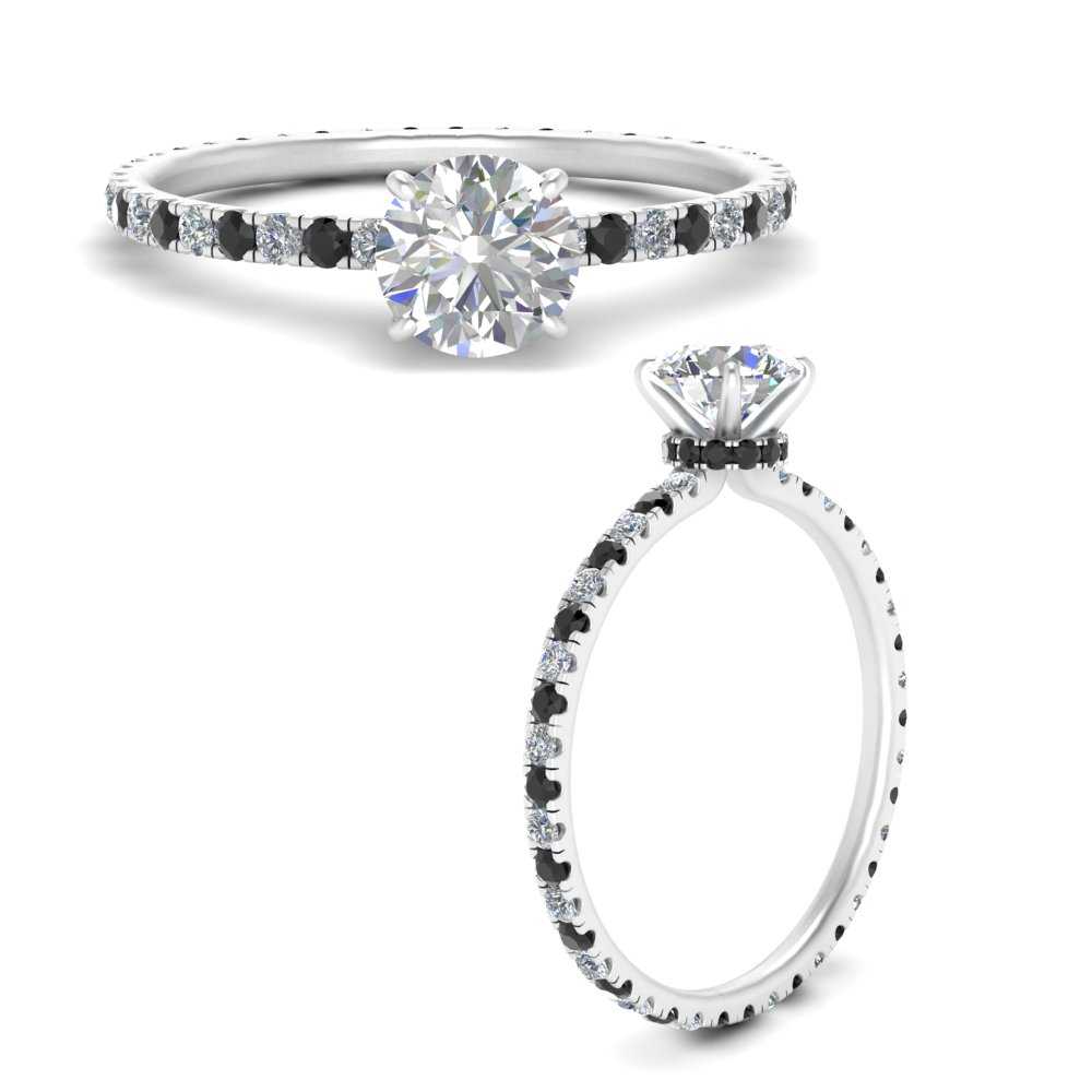 18k White Gold Custom Black Diamond Engagement Ring #100665, 58% OFF