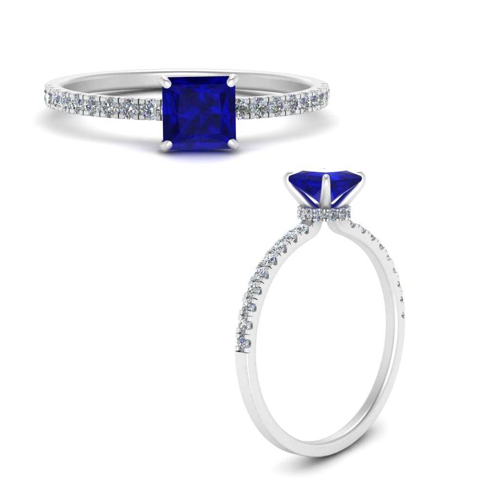 0.85Ct Round Cut Blue Saphire 14K White Gold Over Half Eternity Exclusive Ring 