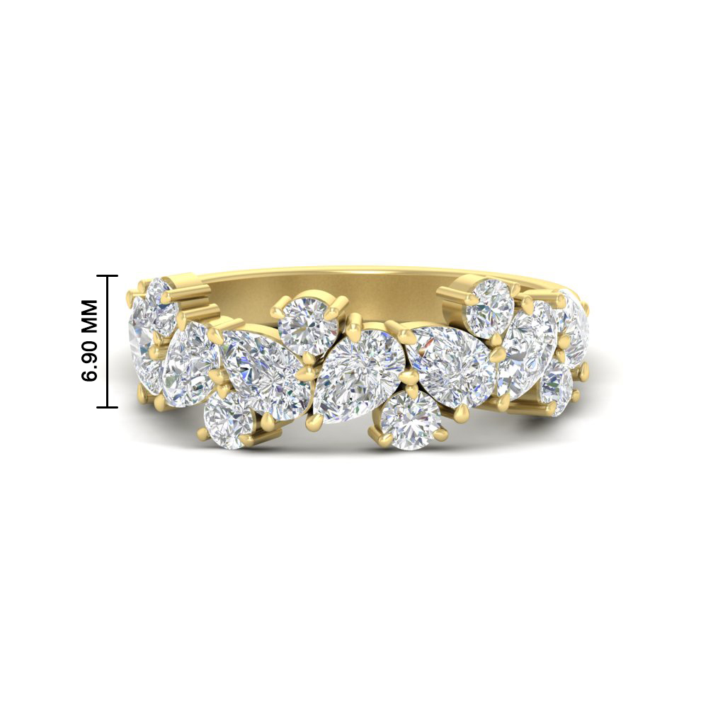 2 Carat Pear And Round Diamond Ring Band with 14K Yellow Gold White Diamond