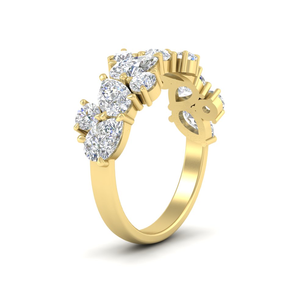 2 Carat Pear And Round Diamond Ring Band with 14K Yellow Gold White Diamond