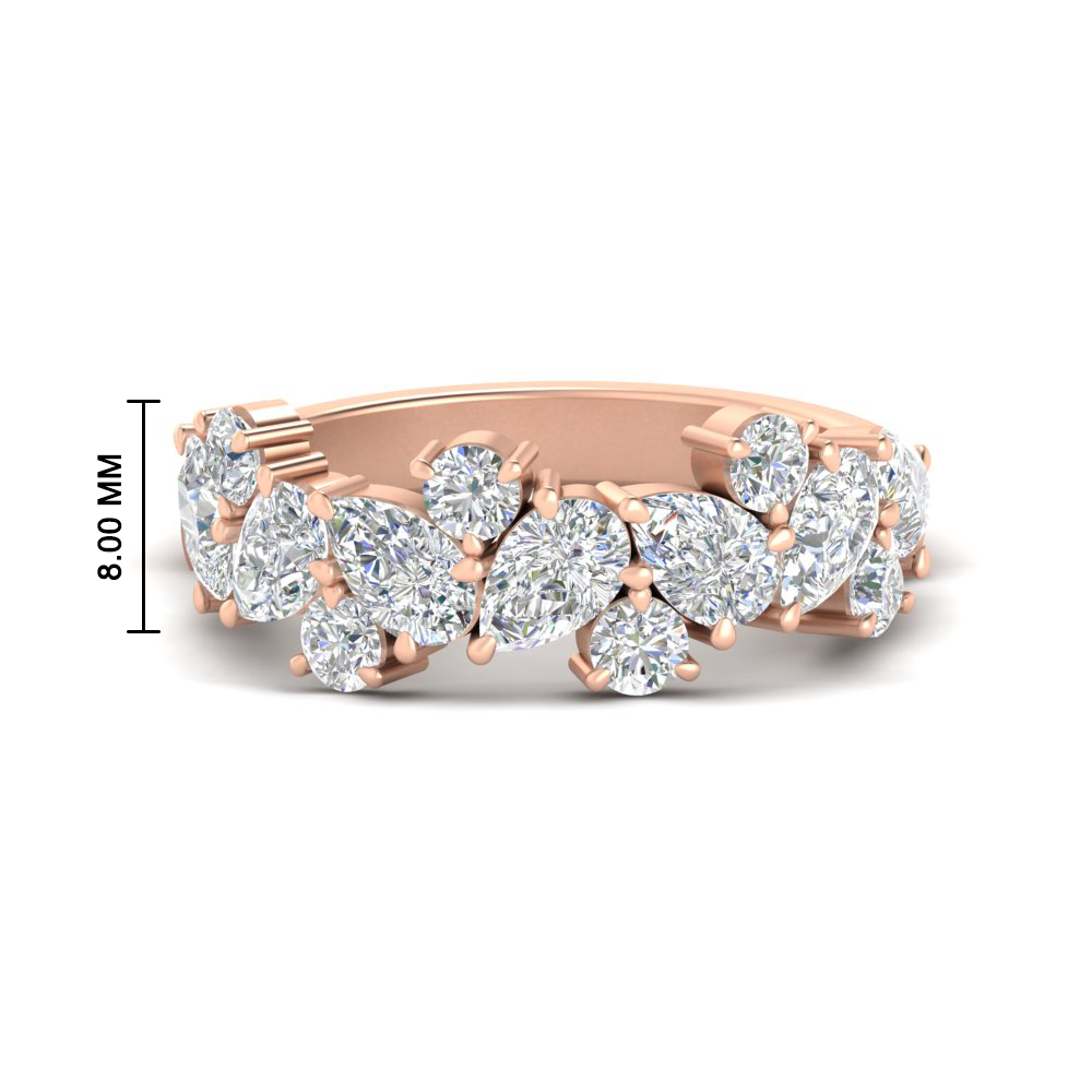 3 Carat Alternative Pear And Round Band Ring with 14K Rose Gold White Diamond